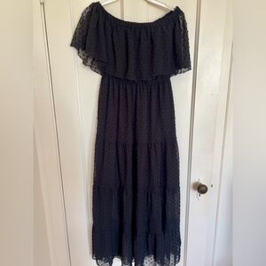 Off Shoulder Black Maxi Dress
